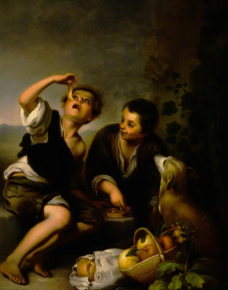 Børn med en hund og en frugtkurv (efter Bartolomé Esteban Murillo) - Bartolomé Esteban Murillo