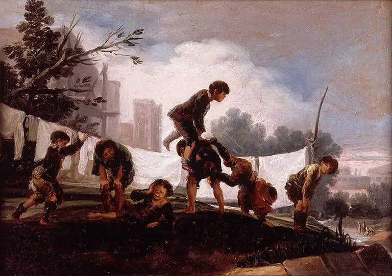 Børn, der leger hoppe-geder - Francisco de Goya