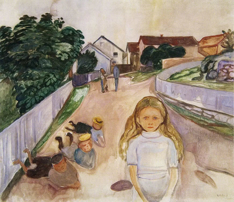 Børn, der leger på gaden i Åsgårdstrand - Edvard Munch