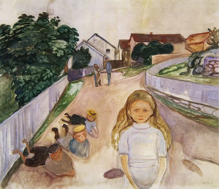 Børn, der leger på gaden i Åsgårdstrand - Edvard Munch