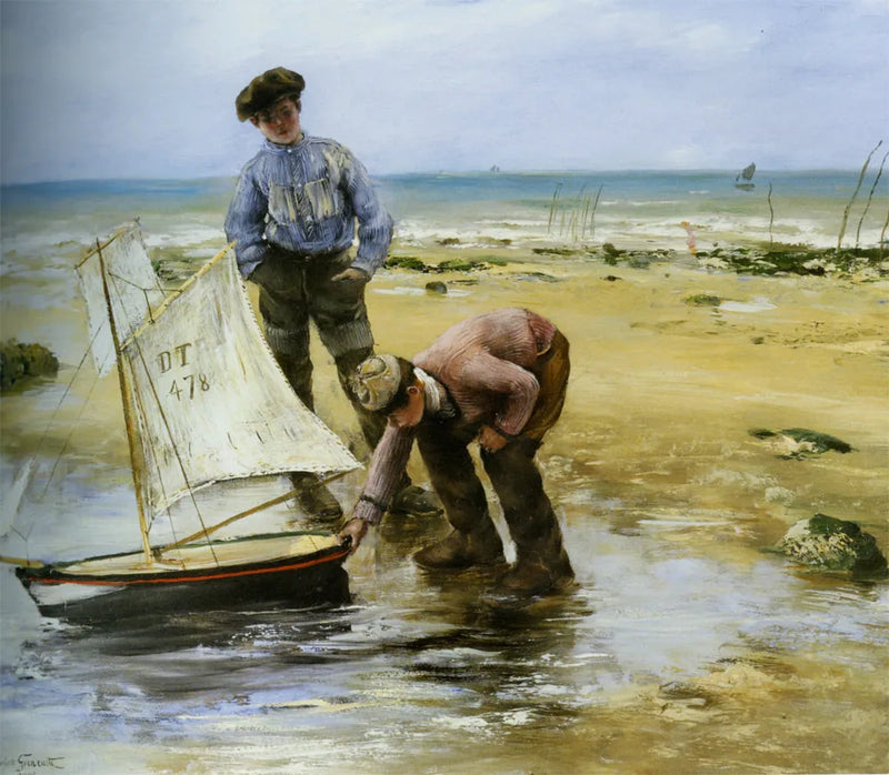 Børn, der leger på stranden - Norbert Gœneutte