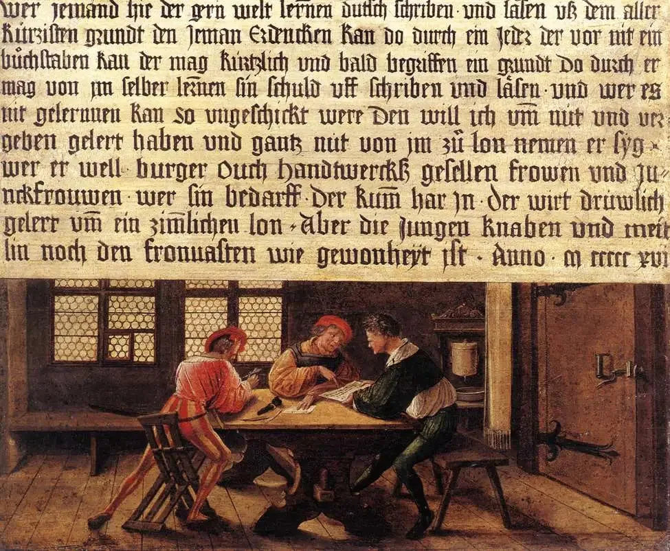Enseigne d'un maître d'école (côté avec les adultes) - Hans Holbein le Jeune image 1 copie peinte à la main à l’huile