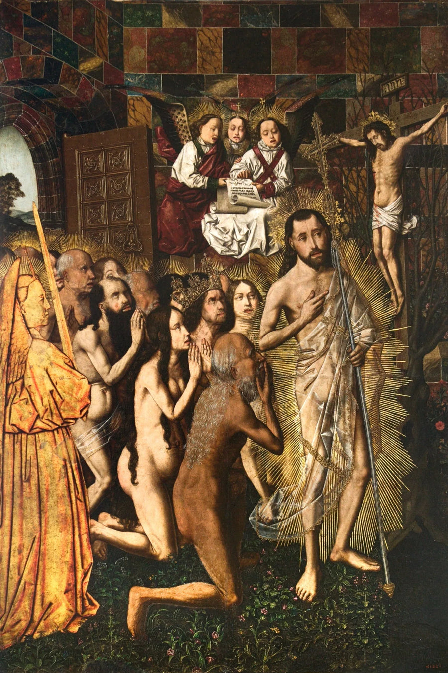 Indgang til Paradiset og visionen af den korsfæstede - Bartolomé Bermejo