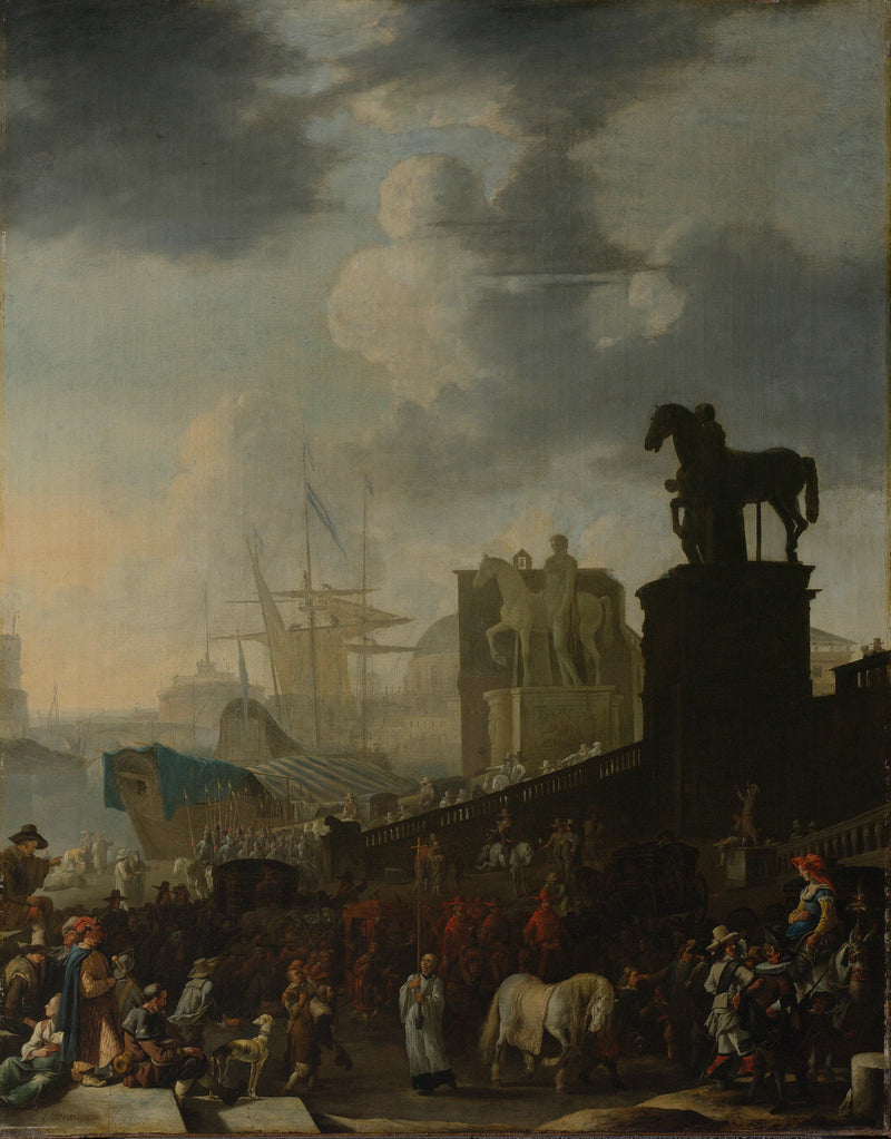 L'entrée du Capitole avec le moule du Pape nouvellement élu - Johannes Lingelbach