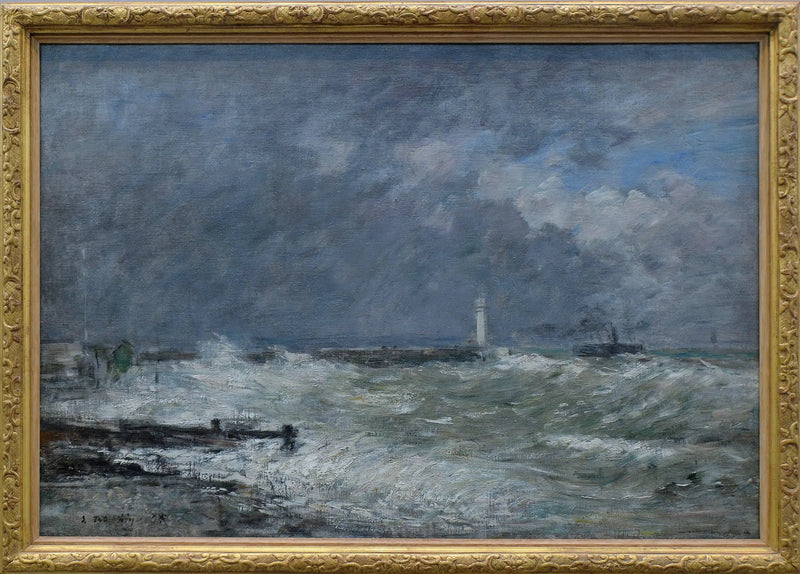 Indgang til havnene i Le Havre i dårligt vejr - Eugène Boudin