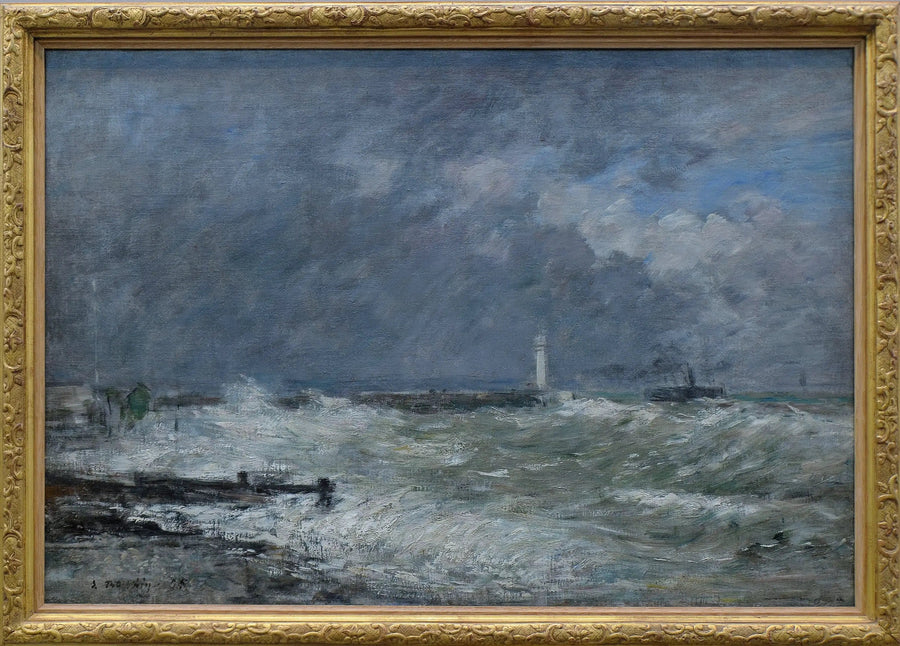 Indgang til havnene i Le Havre i dårligt vejr - Eugène Boudin