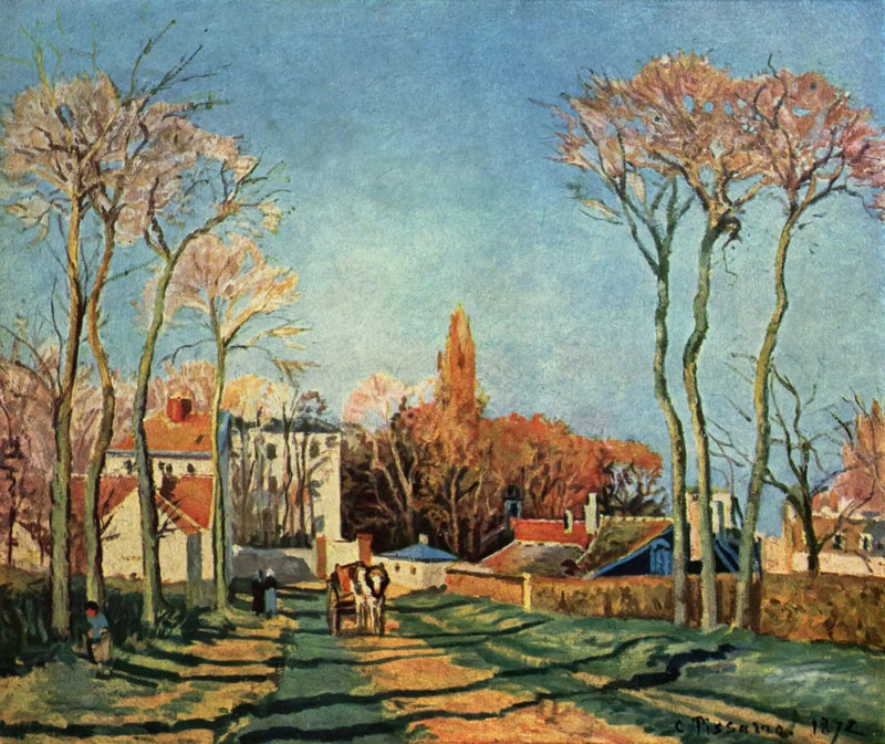 Indgangen til landsbyen Voisins - Camille Pissarro