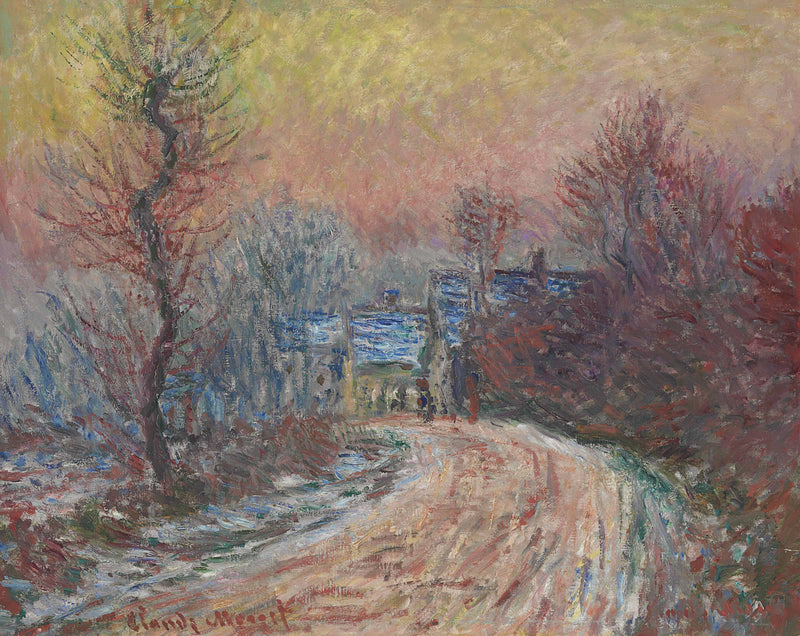 Indgang til Giverny om vinteren, solnedgang W966 - Claude Monet