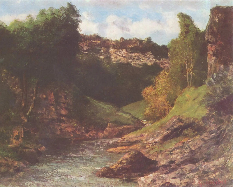 Environs d'Ornans, landskabssten med klipper - Gustave Courbet