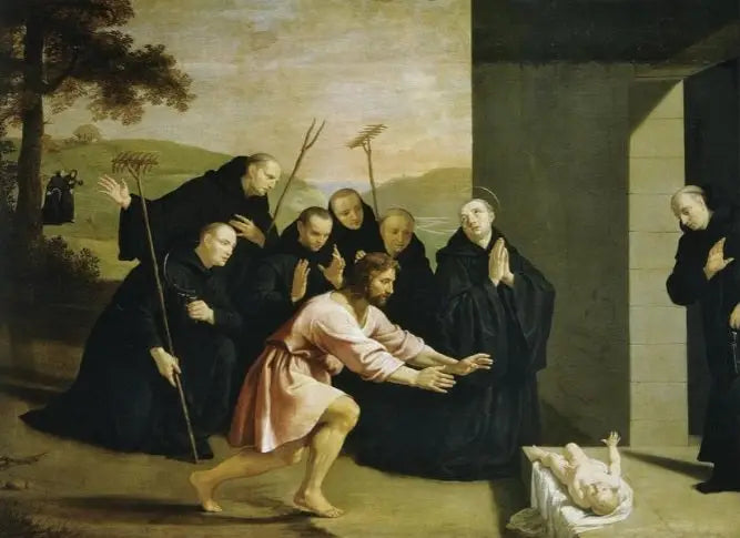 Episoder af livet for Sankt Benedikt: Den genopvækkede dreng - Philippe de Champaigne