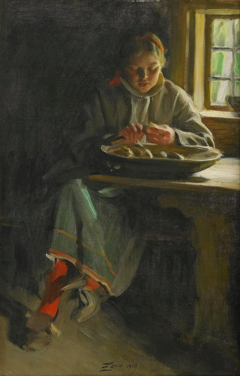 Skrælning af kartofler - Anders Zorn