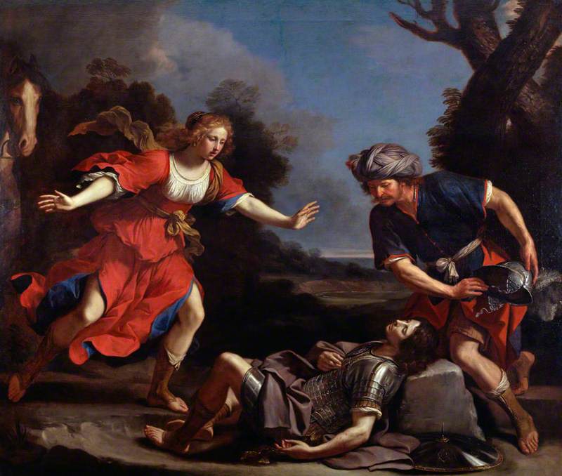 Erminia finder Tancrède såret - Guercino