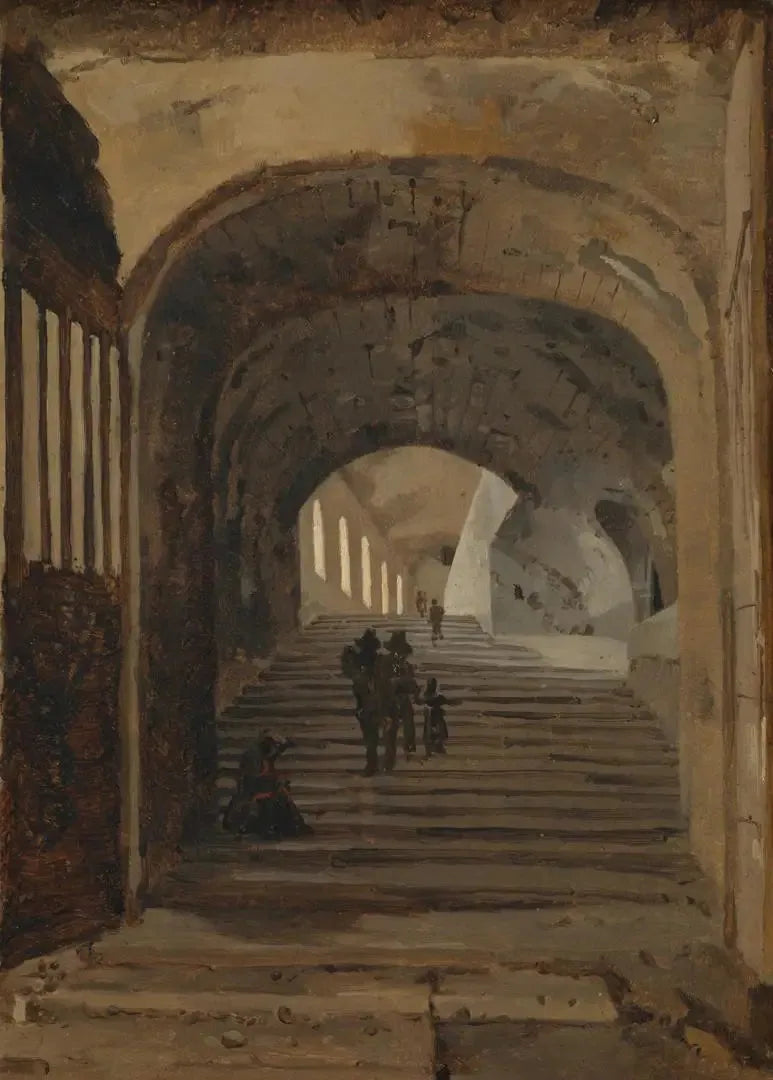 Trappe til Villaen af Mécène, Tivoli - Jean-Baptiste Camille Corot