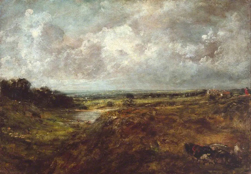 Branch Hill Dam, Hampstead Heath, med en vogn og vogne - John Constable