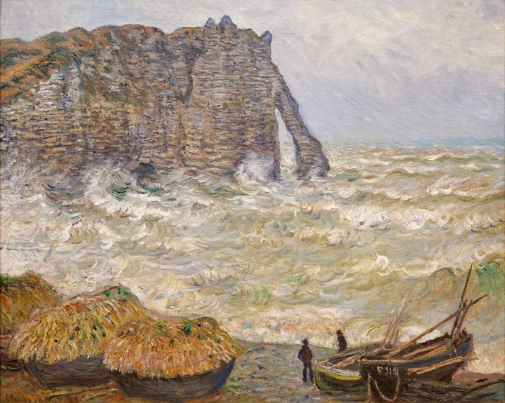 Ujævn sø i Étretat - Claude Monet