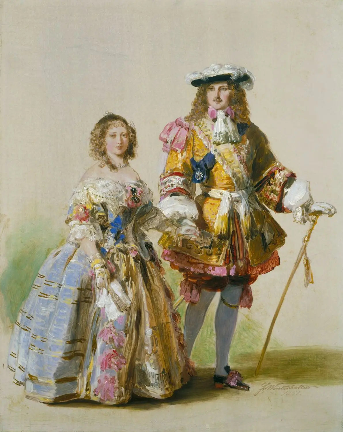 Étude de la reine Victoria et du prince Albert en costumes de l’époque de Charles II - Franz Xaver Winterhalter - Alpha