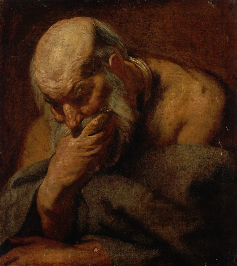 Étude de la tête d'un homme barbu, peut-être un apôtre. - Jacob Jordaens
