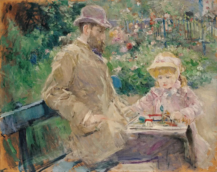 Eugène Manet og hans datter i Bougival-haven - Berthe Morisot