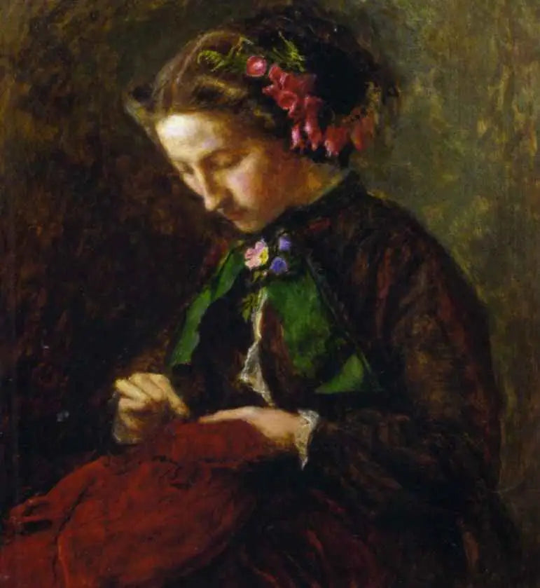 Euphemia 'Effie' Chalmers Gray, Mme John Ruskin (1828-1898), senere Lady Millais, med digitalis i sit hår (Digitalis) - John Everett Millais