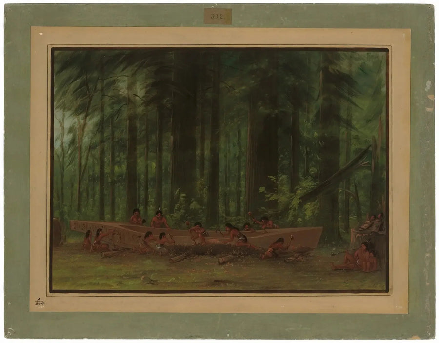 Udforskning af en kano - Nayas-indianere - George Catlin