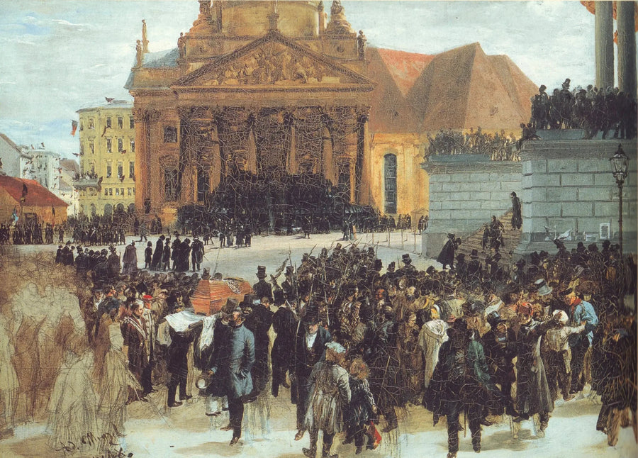 Udstilling af de døde i marts - Adolph von Menzel