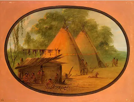 Fabrication de pointes de flèches en silex - Apaches - George Catlin - Alpha Reproduction