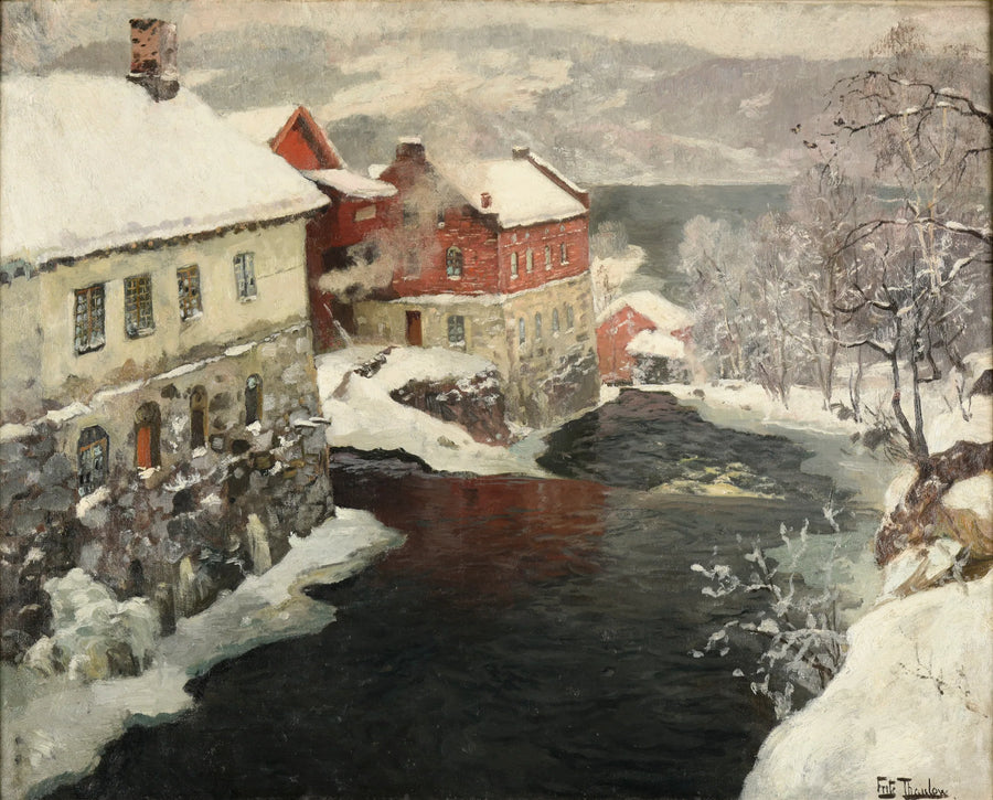 Lavet i Norge, de to møller ved Mesma-floden - Frits Thaulow