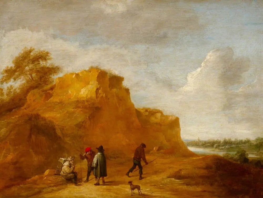 Falaise de sable et personnages - David Teniers le Jeune image 1 copie de tableau peinte à la main