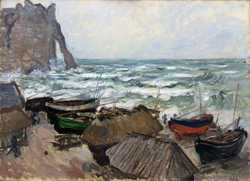 Klipper og både i Étretat W822 - Claude Monet