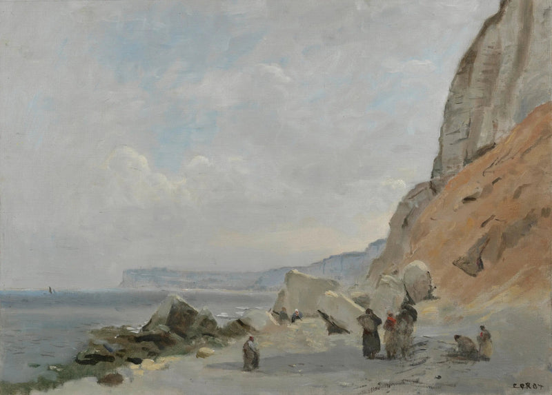 Krijtklipper nær Yport - Jean-Baptiste Camille Corot