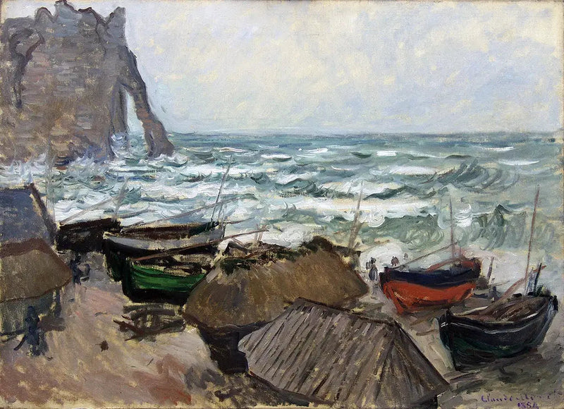 Klipper og både ved Étretat - Claude Monet