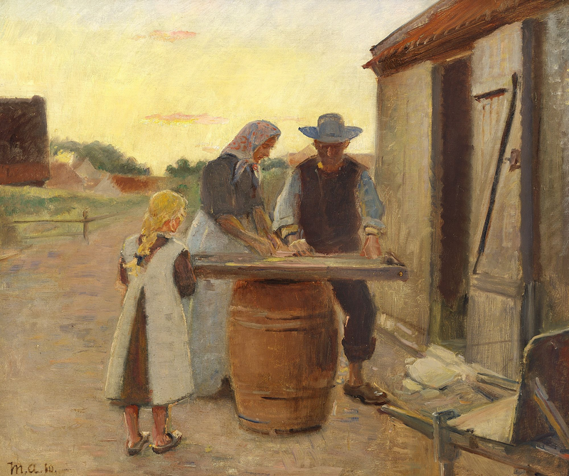 Fiskerfamilie ved solnedgang - Michael Peter Ancher