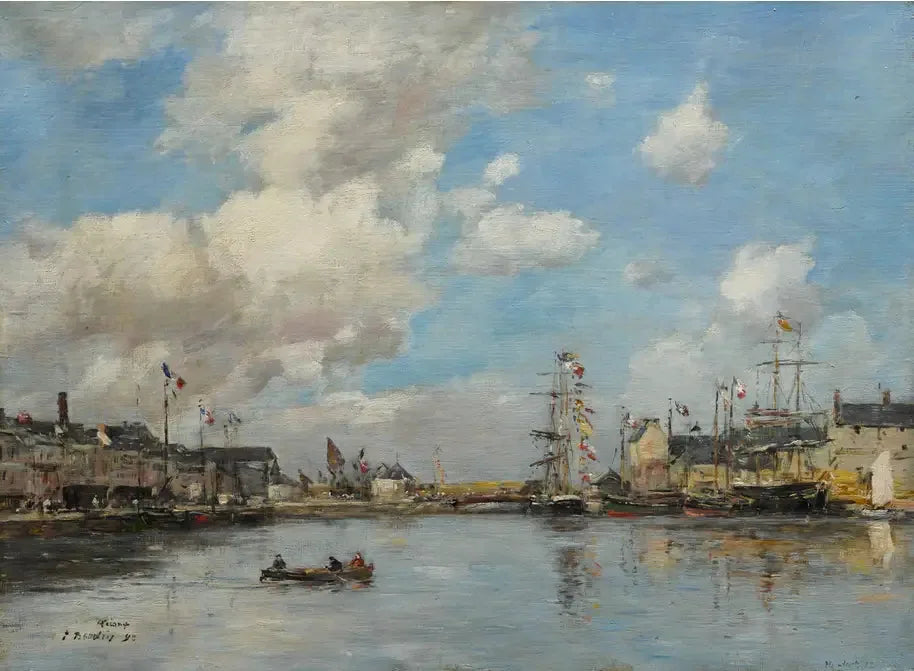 Fécamp, le bassin - Eugène Boudin image 1 tableau peint à l’huile sur toile