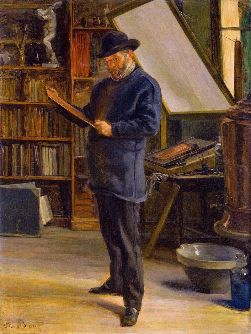 Félix Bracquemond i sit værksted - Marie Bracquemond