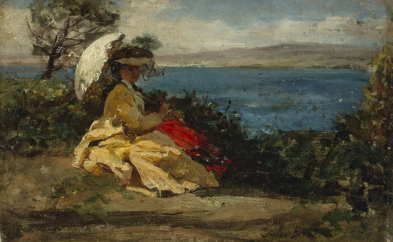 Kvinde med parasol, Douarnenez-bugten - Jules Breton