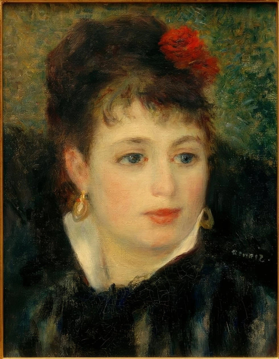 Kvinde med en rose i håret - Pierre-Auguste Renoir