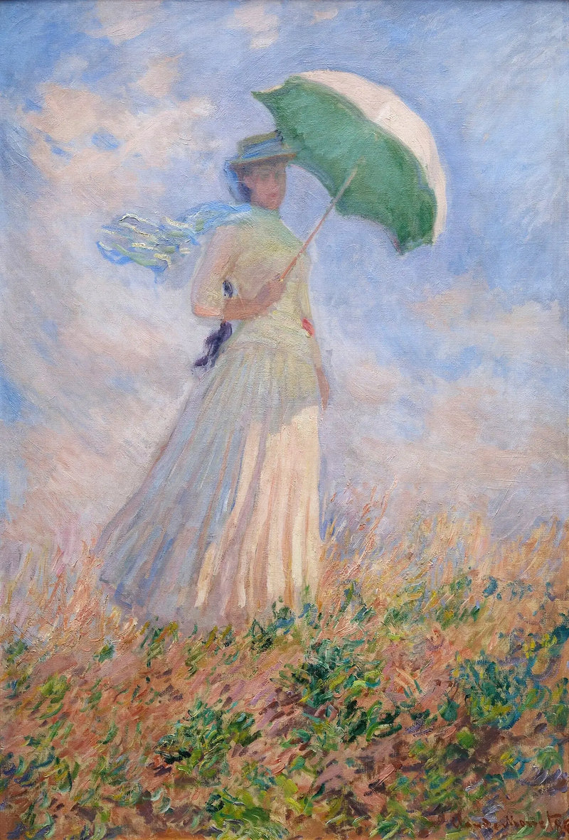 Kvinde med parasol vendt mod højre - Claude Monet
