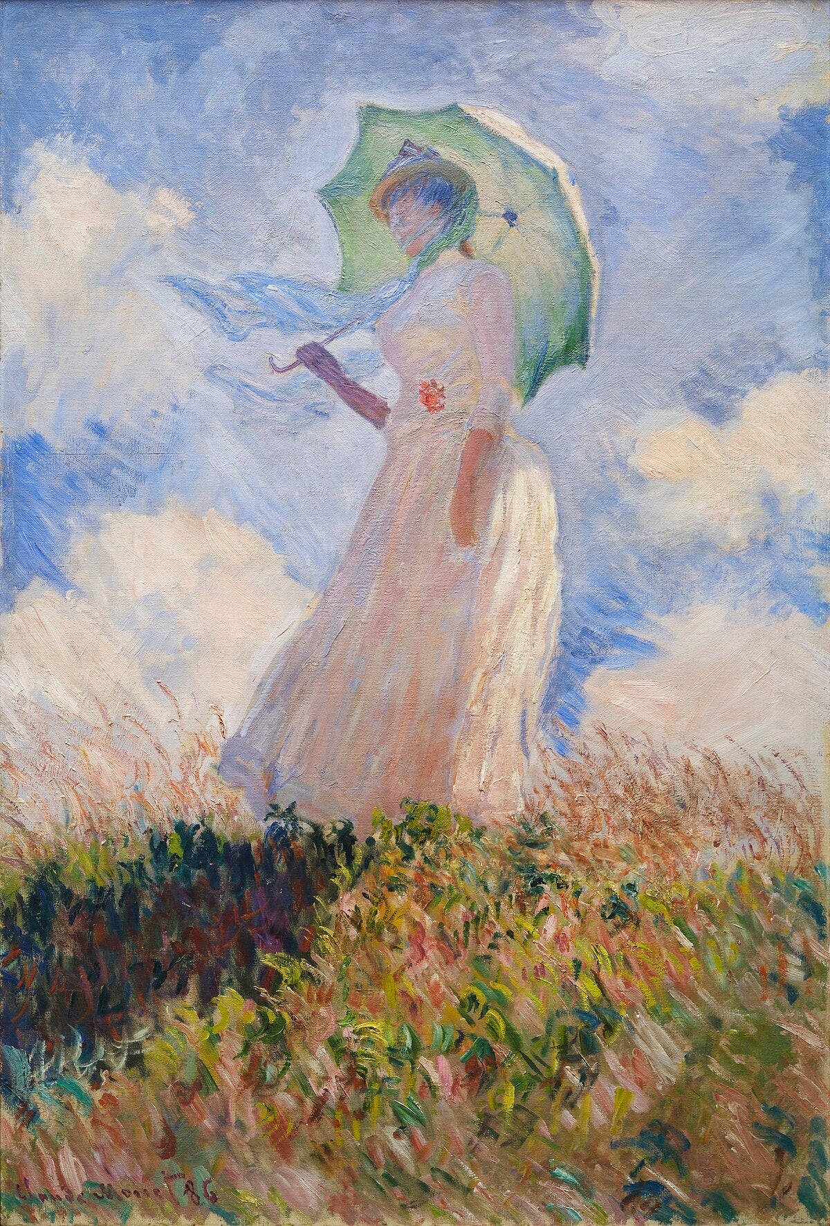 Kvinde med parasol vendt mod venstre - Claude Monet