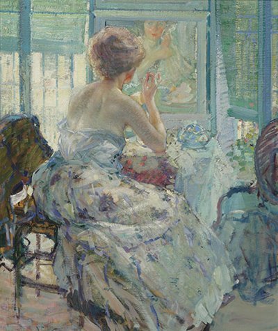 Kvinde ved sin frisør med øreringe - Richard Edward Miller