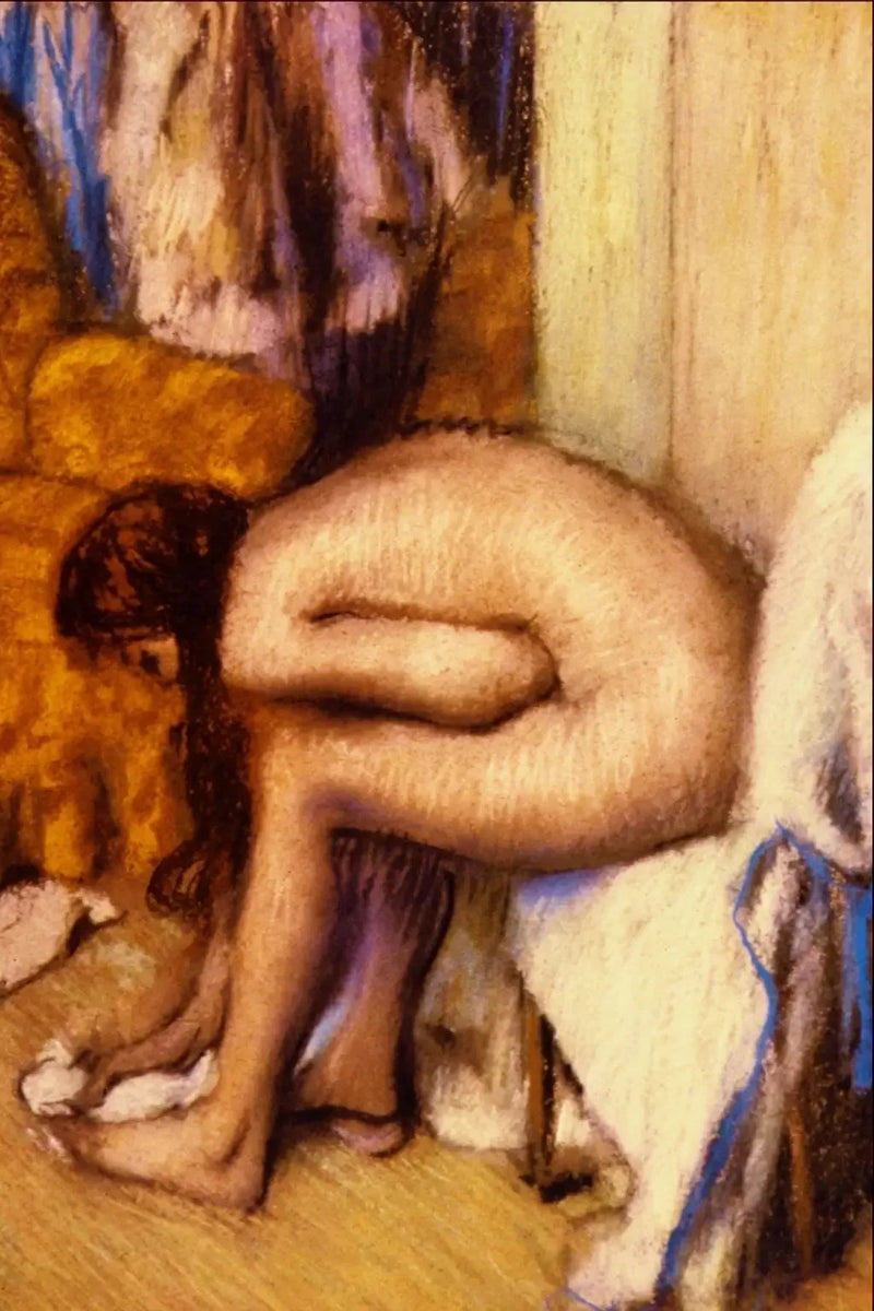 Kvinde ved sit toilet, der tørrer sin venstre fod - Edgar Degas