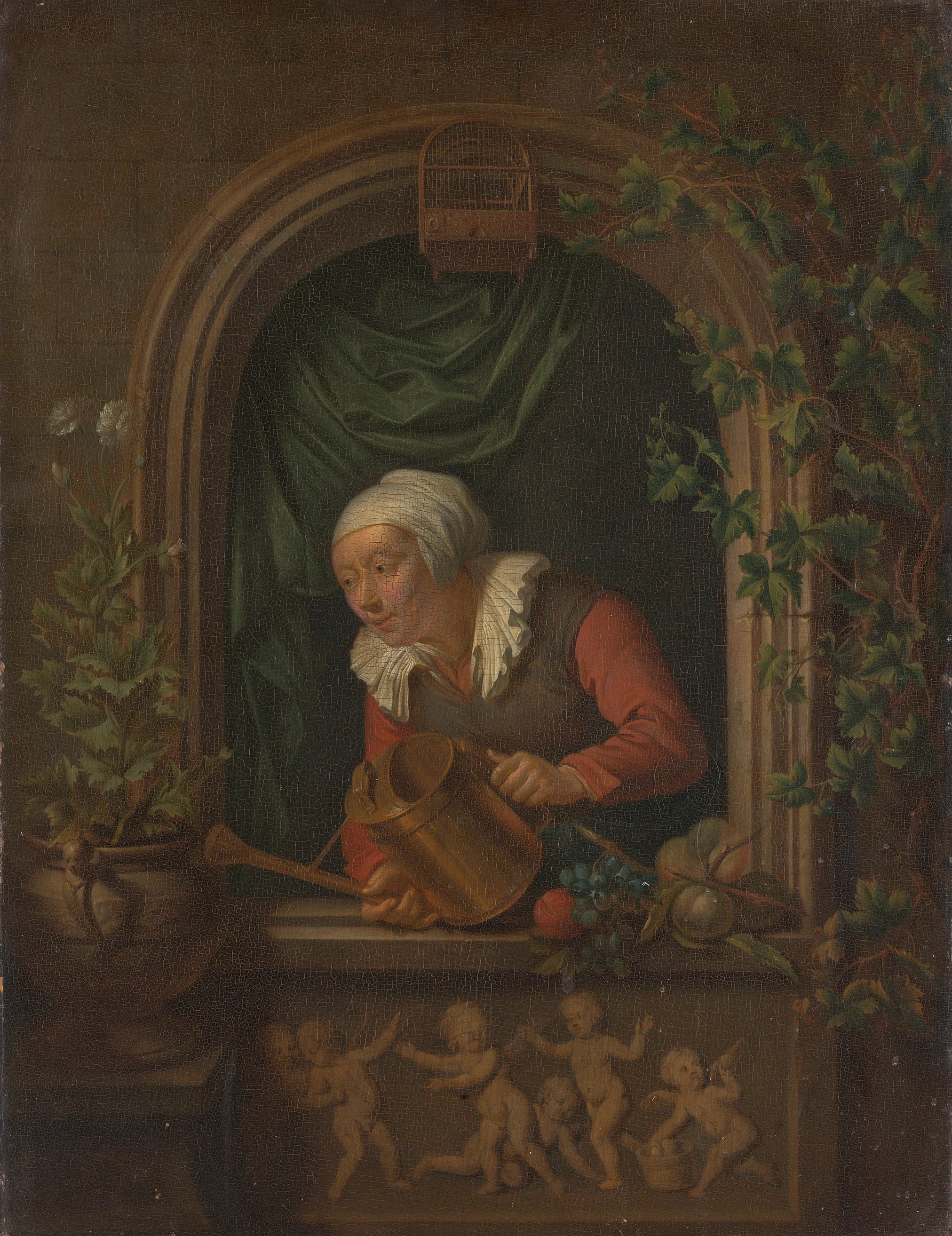 Femme arrosant une plante - Louis de Moni
