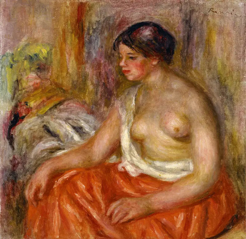 Kvinde siddende med bar overkrop - Pierre-Auguste Renoir