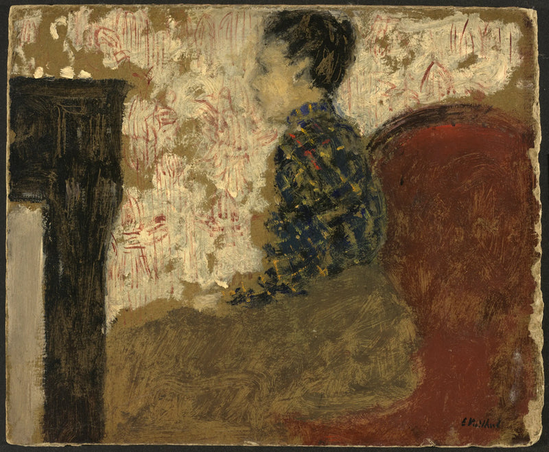 Kvinde sidder ved pejsen - Édouard Vuillard