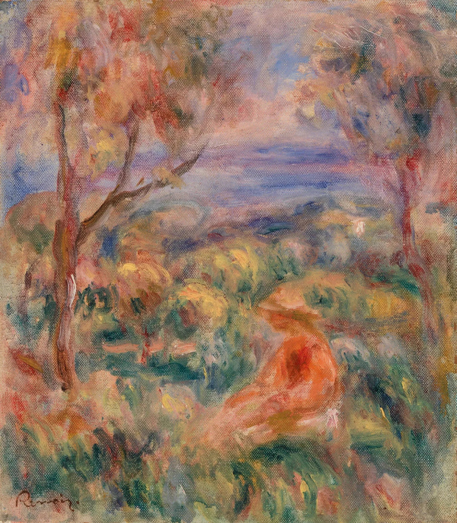 Kvinde siddende med havet i det fjerne (Kvinde siddende ved havet) - Pierre-Auguste Renoir