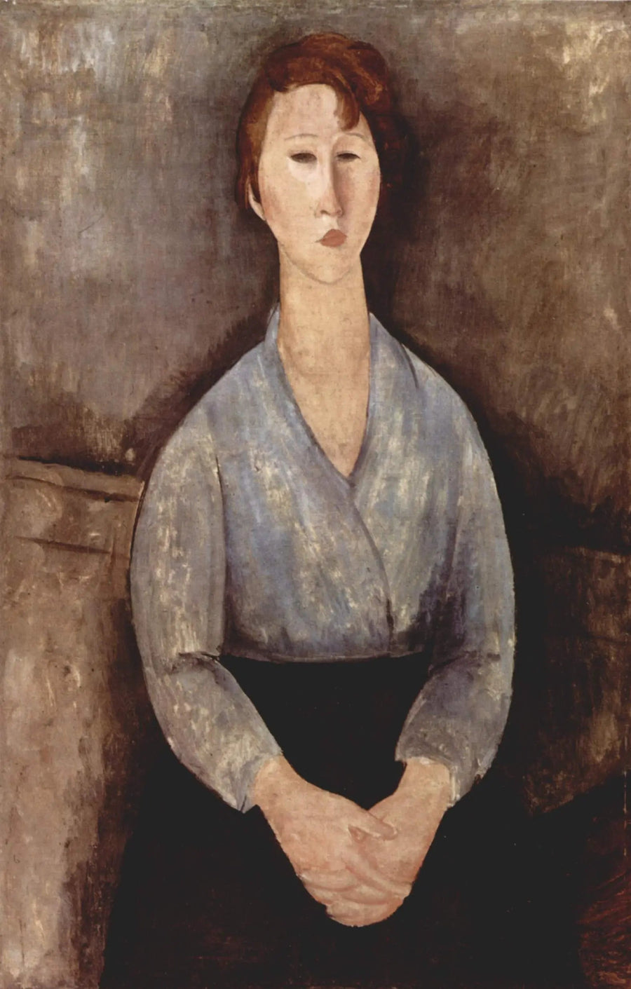 Kvinde siddende med en blå bluse - Amedeo Modigliani