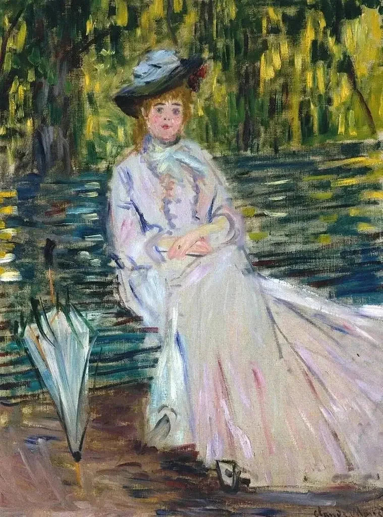 Kvinde sidder på en bænk W343 - Claude Monet