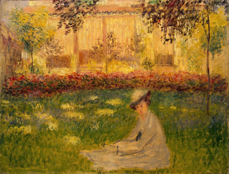 Siddende kvinde i haven - Claude Monet