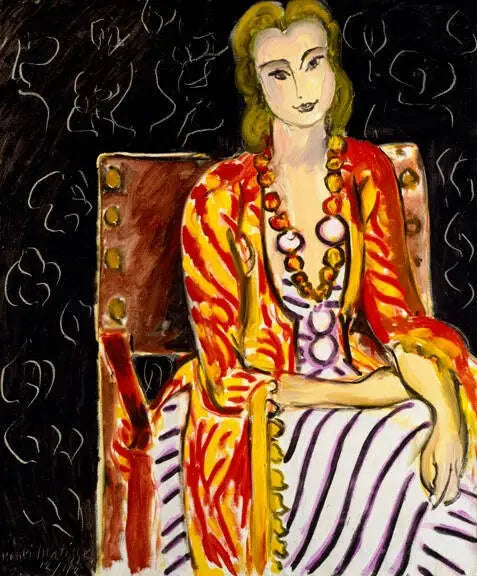 Kvinde siddende på sort baggrund - Henri Matisse