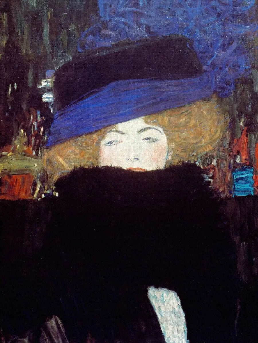 Kvinde med hat og fjerboa - Gustav Klimt