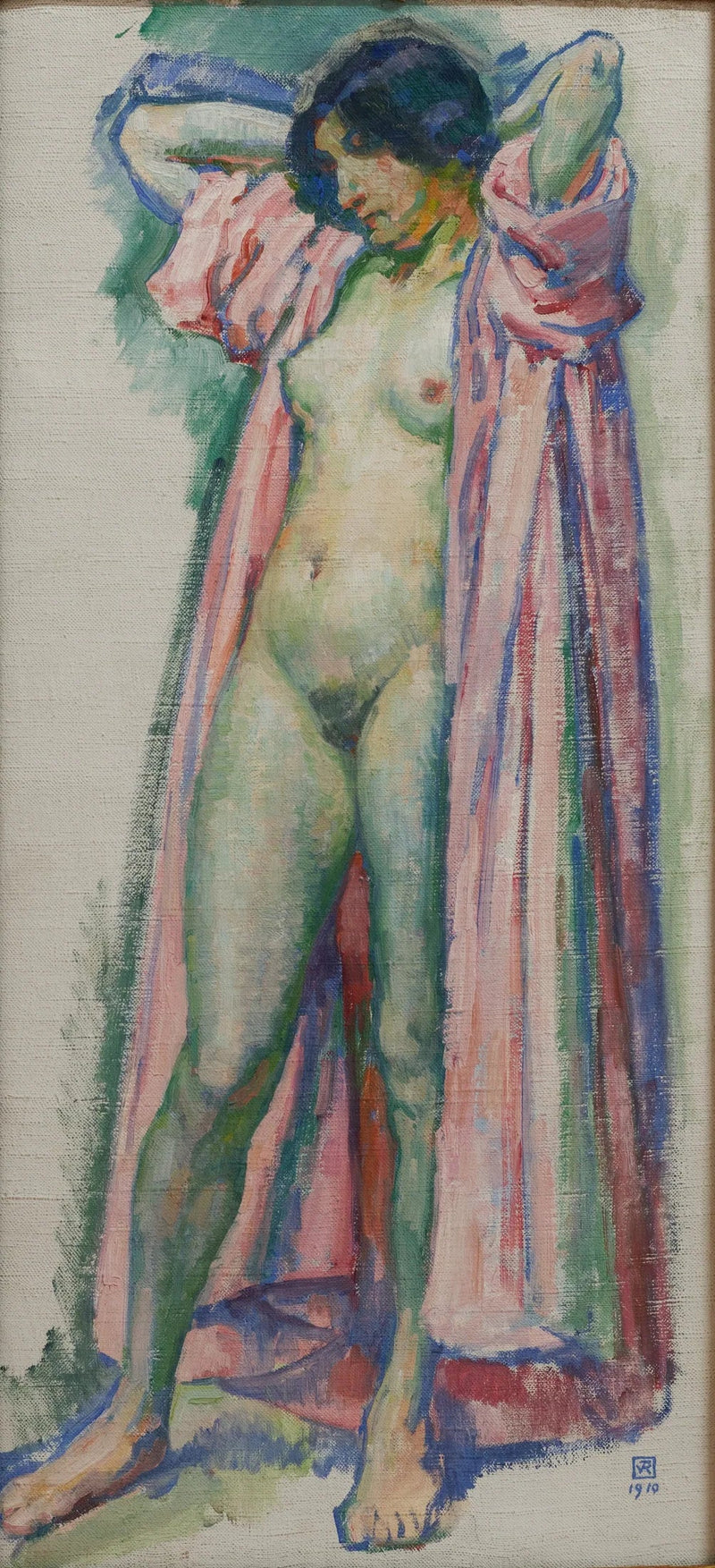 Kvinde i lyserødt badekåbe - Théodore van Rysselberghe